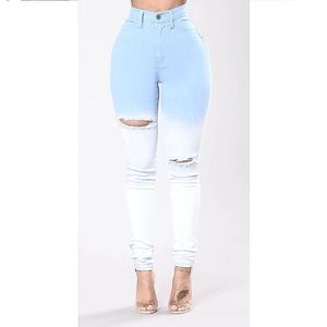 Fashion Nova 2X High Waisted Ombre Ripped Jeans